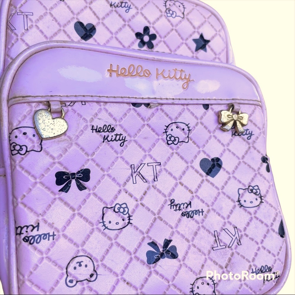 Vintage Sanrio Hello Kitty Bag Faux Leather Pink and Black Messenger Bag - Picture 3 of 12
